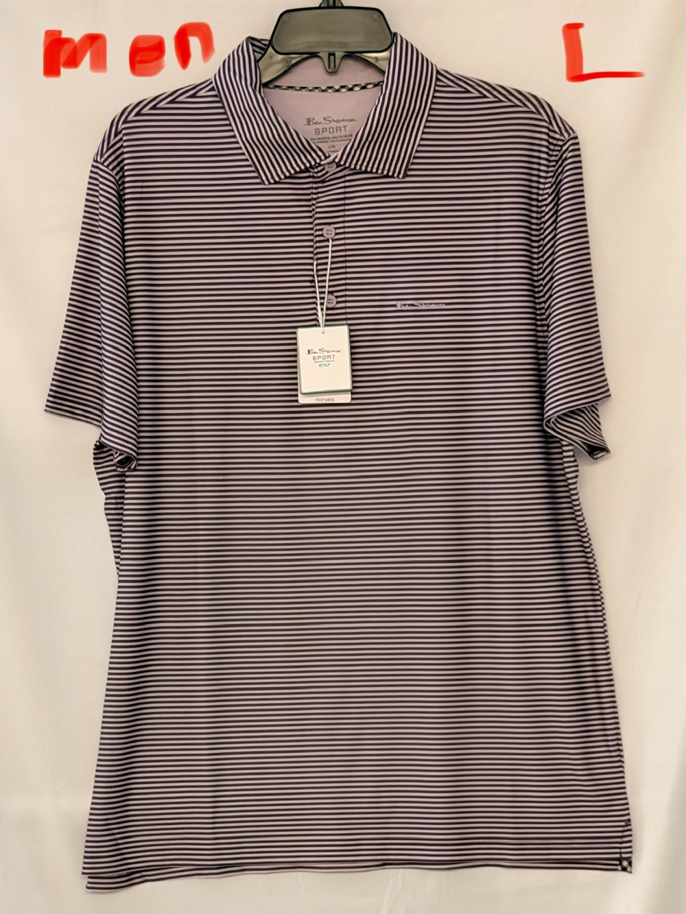 Ben Sherman Men's Purple and White Striped Polo